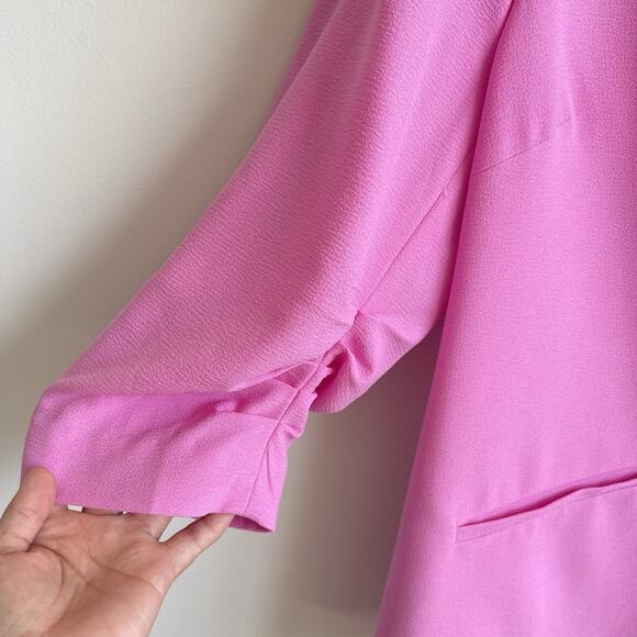CeCe Plus Size 3X Ruched Sleeve One Button Blazer Jacket Pink Preppy Business - Picture 4 of 15